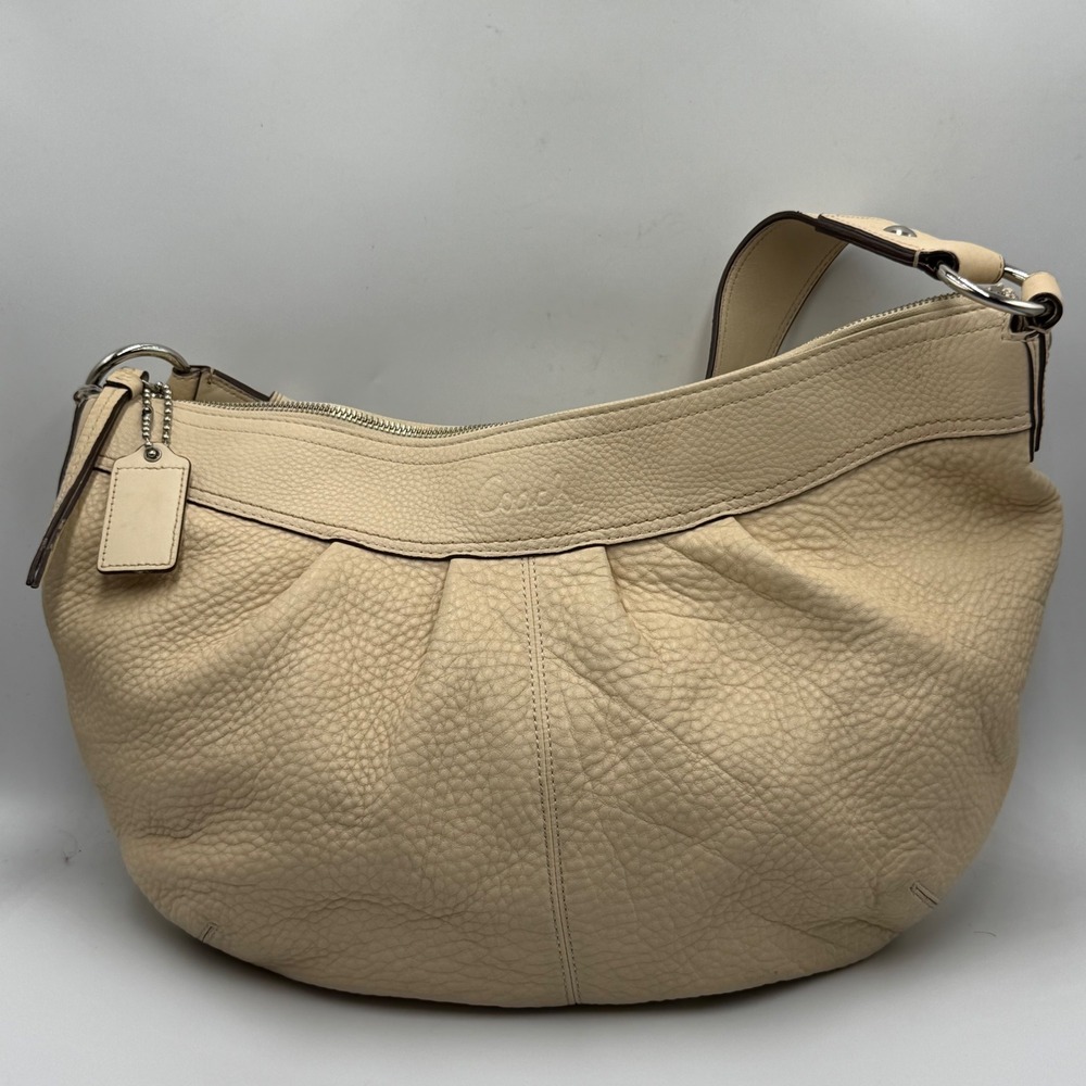 Vintage Y2K Coach Pebbled Leather Soho Hobo Shoulder Bag Ivory Cream Slouchy - Picture 3 of 10